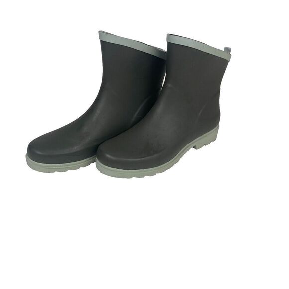 Target Women's Gray Green Rubber Rain Boots Size 7 Used - Picture 1 of 11